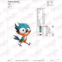 Cartoon Colorful Bird Embroidery Design