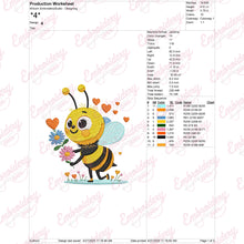 Flowers & Bee Embroidery Design