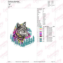 Colorful Wolf Face Embroidery Design