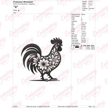 Floral Rooster Embroidery Design