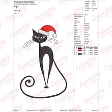 Christmas Black Cat Embroidery Design
