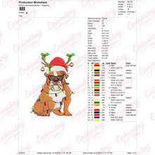 Christmas Santa Bulldog Embroidery Design