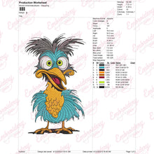 Funny Crazy Bird Embroidery Design