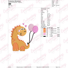 Dinosaur With Balloons Embroidery Design