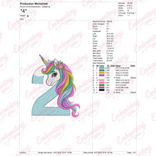Unicorn Number 2nd Birthday Embroidery Design