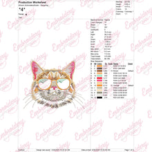 Cool Cat With Sunglasses Embroidery Design