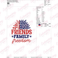 Friends Family Freedom Embroidery Design