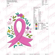 Floral Breast Cancer Awareness Embroidery Design