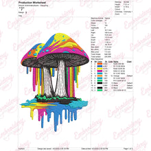 Colorful Mashroom Embroidery Design