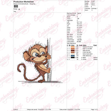 Peeking Monkey Embroidery Design