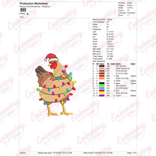 Christmas Chicken With Lights Embroidery Design