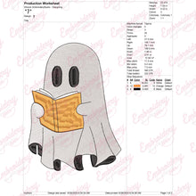 Halloween Ghost Reading A Book Embroidery Design
