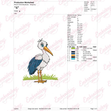 Elegant Stork Bird Embroidery Design Instant Digital Download