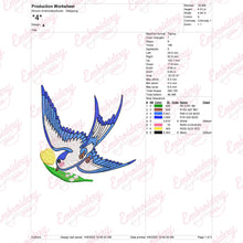 Bird With Flower Embroidery Design