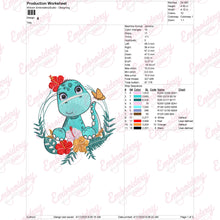 Dinosaur With Flower Machine Embroidery Design