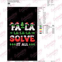 Fa La La La Solve It All Christmas Embroidery Design
