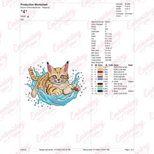 Cute Cat In Water Embroidery Design