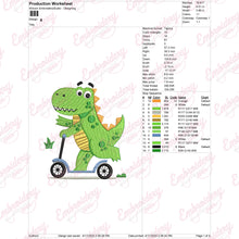 Dinosaur Riding Scooter Embroidery Design