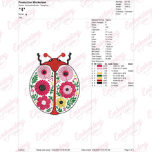 Colorful Botanical Ladybug Embroidery Design