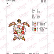 Colorful Botanical Turtle Embroidery Design
