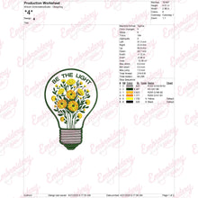 Flowers in Light Bulb Machine Embroidery Design