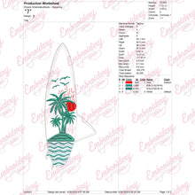 Surfing Beach Embroidery Design