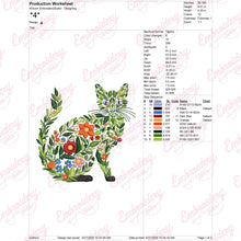 Colorful Botanical Siamese Cat Embroidery Design
