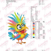 Crazy Bird Colorful Cartoon Style Embroidery Design
