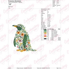 Beautiful Floral Penguin Embroidery Design