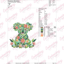 Floral Koala Embroidery Design