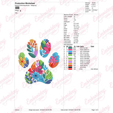 Flower Animal Paw Embroidery Design