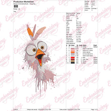 Surprised Chicken Embroidery Design