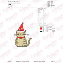 Christmas Cat Wearing Santa Hat Embroidery Design