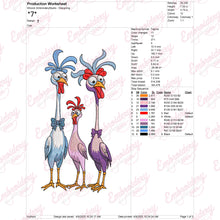 Colorful Crazy Chickens Embroidery Design