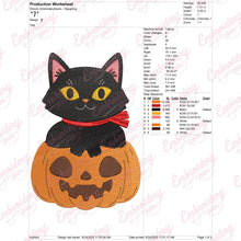 Cat and Pumpkin Halloween Embroidery Design