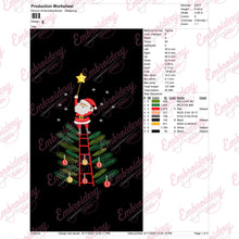 Santa Claus Decorating Tree Embroidery Design