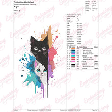 Abstract Cats Embroidery Design
