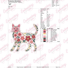 Floral Cat Embroidery Design