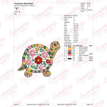 Flower Turtle Embroidery Design