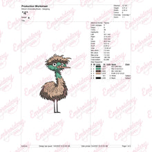 Cute Ostrich Bird Embroidery Design