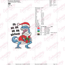 Fa Ra Ra Rawr Christmas Dinosaur Embroidery Design