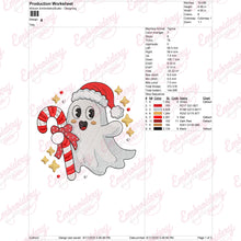 Ghost With Candy Cane And Santa Hat Embroidery Design