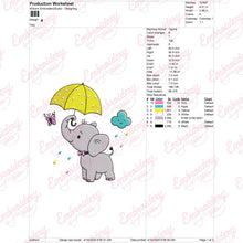 Elephant Umbrella Embroidery Design