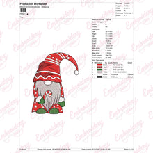 Christmas Candy Cane Gnome Embroidery Design