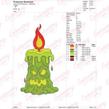Halloween Candle Monster Embroidery Design