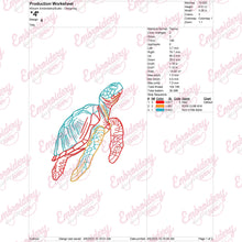 Sea Turtle LinArt Embroidery Design