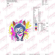 Cat With Splashes Embroidery Design