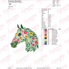Tropical Leaves And Flowers Horse Embroidery Design