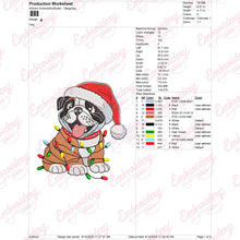 Christmas Bulldog With Light Embroidery Design