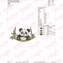 Panda Sitting On A Plate With Bamboo Embroidery Design